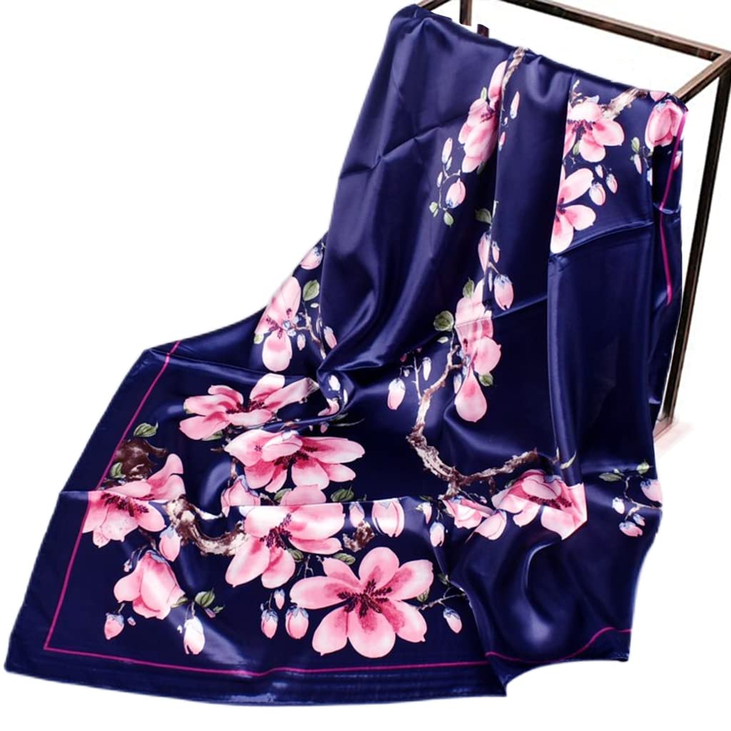 PALAY Scarf for Women Stylish Satin Square Silk Like Hair Scarves and Wraps Headscarf for Sleeping 90 * 90cm-Navy (multi2) PALAY Scarf for Women Stylish Satin Square Silk Like Hair Scarves and Wraps Headscarf for Sleeping 90 * 90cm-Navy (multi2)